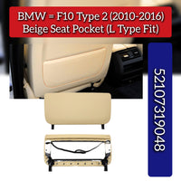 Beige Seat Pocket 52107319048 Compatible With BMW 5 Series F10 T-2(L-Type Fitting) 2010-2016