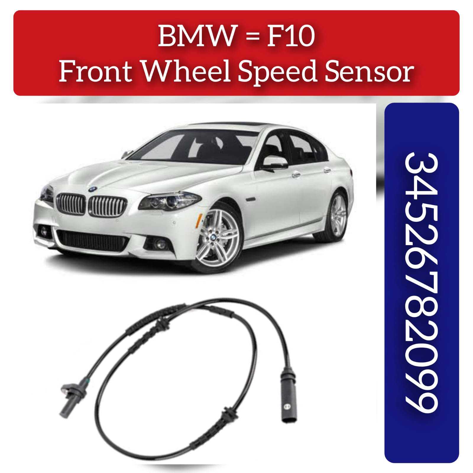 Front Left/Right ABS Wheel Speed Sensor 34526775863 34526782099 34526853859 Compatible With BMW 5 Series F10 &  6 Series F12 & 7 Series F01, F02, F03, F04