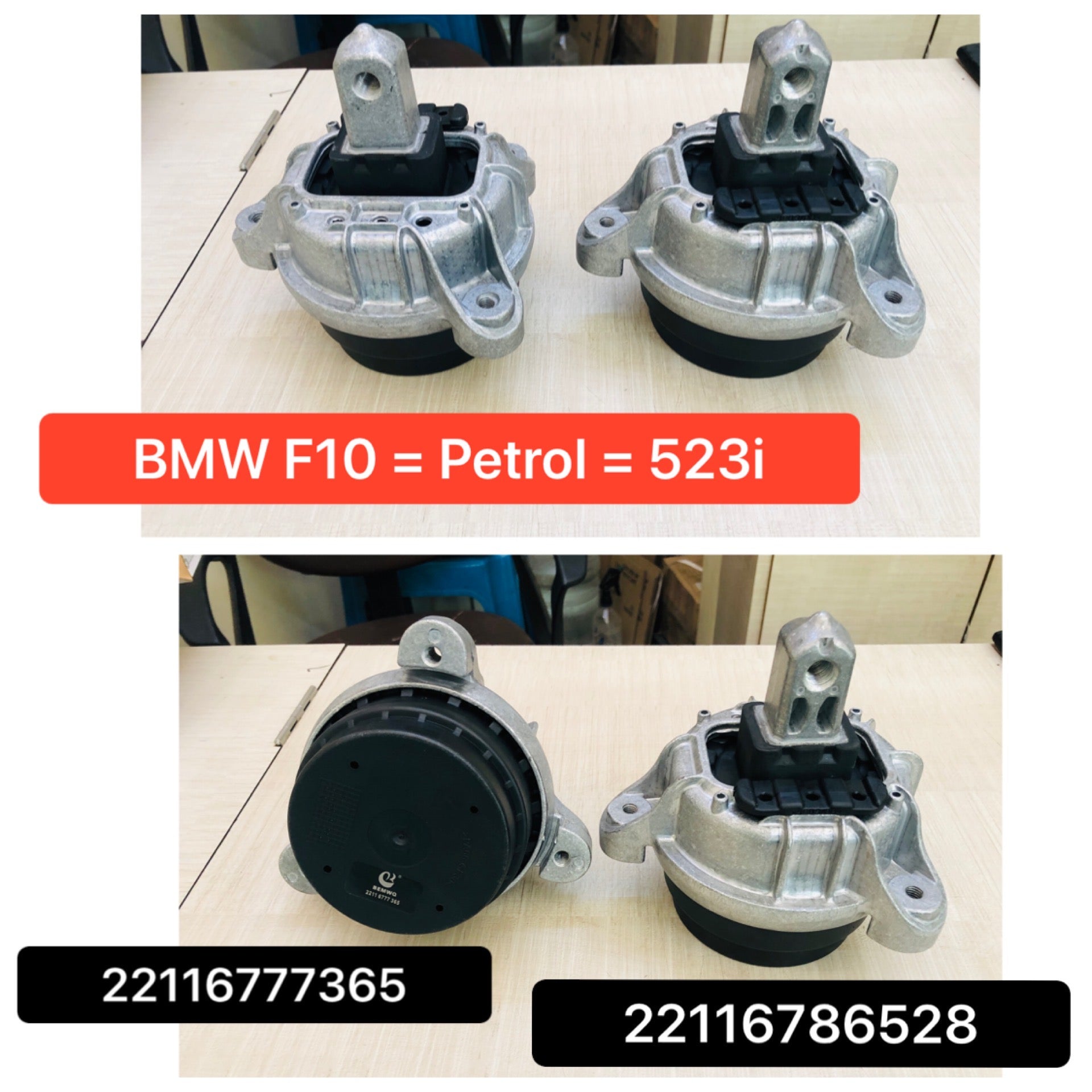 Front Engine Mount Set Compatible With BMW 5 Series F10 & 7 Series F01, F02, F03, F04 Engine Mount Left  22116777365 & Right 22116786528