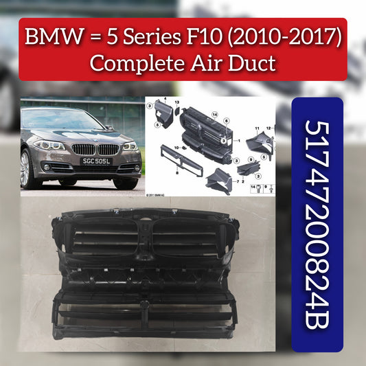 Front Radiator Grille Air Shutter With Motor 51747200824 Compatible With BMW 5 Series (F10)