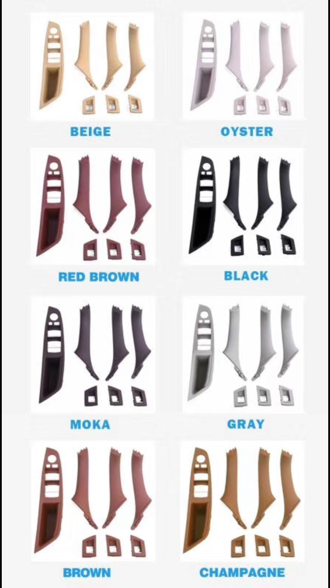 Inner Door Handle Assembly (Without Leather Set Of 7) Compatible With BMW 5 Series F10