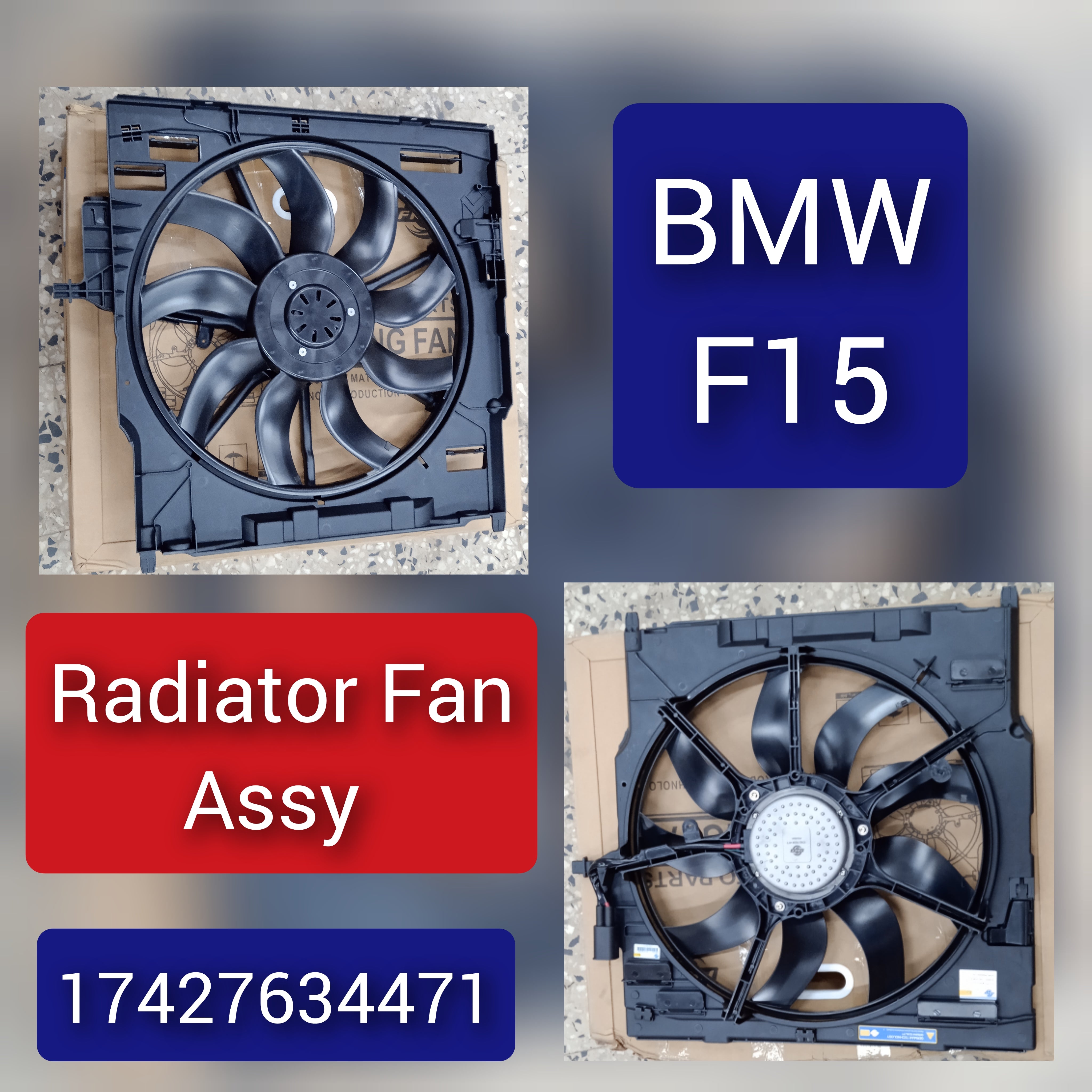 Engine Radiator Cooling Fan Assembly 17427634471  Compatible With BMW X5 (F15, F85) & X6 (F16, F86)