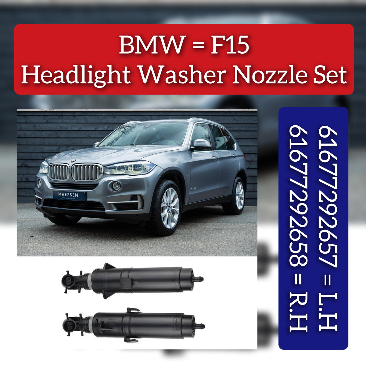 Headlight Washer Nozzle Compatible With BMW X5 F15  Headlight Washer Nozzle Left 61677292657 & Right 61677292658