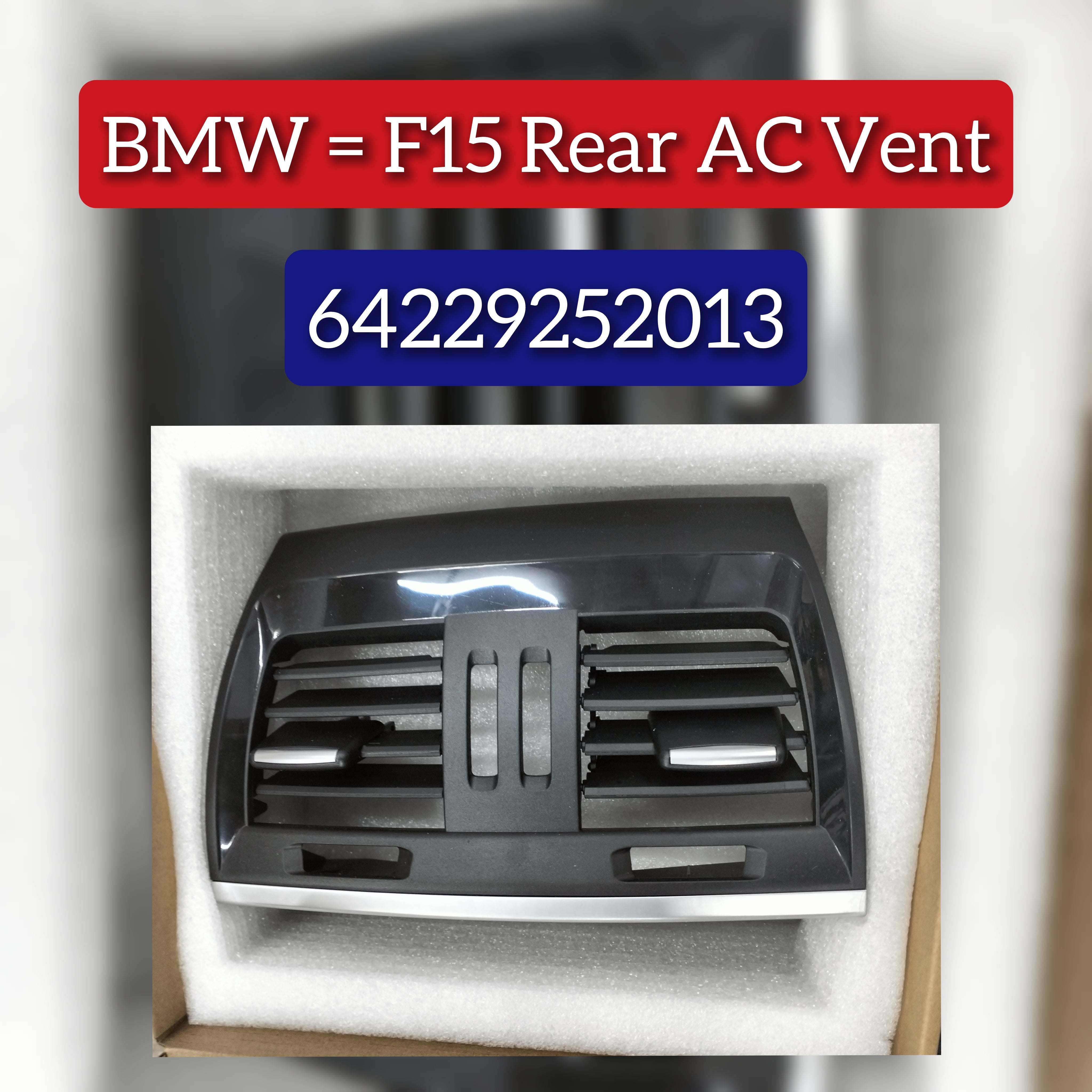 Black Ac Vent Grille Center 64229253115 & Right 64229279150 & Left 64229279149 & Rear 64229252013 Compatible With BMW X5 F15 & X6 F16