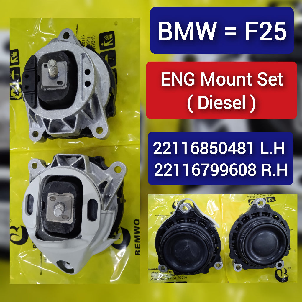 Front Right Engine Mount Set Compatible With BMW X3 F25 (DIESEL) Engine Mount Left 22116850481 & Right 22116799608