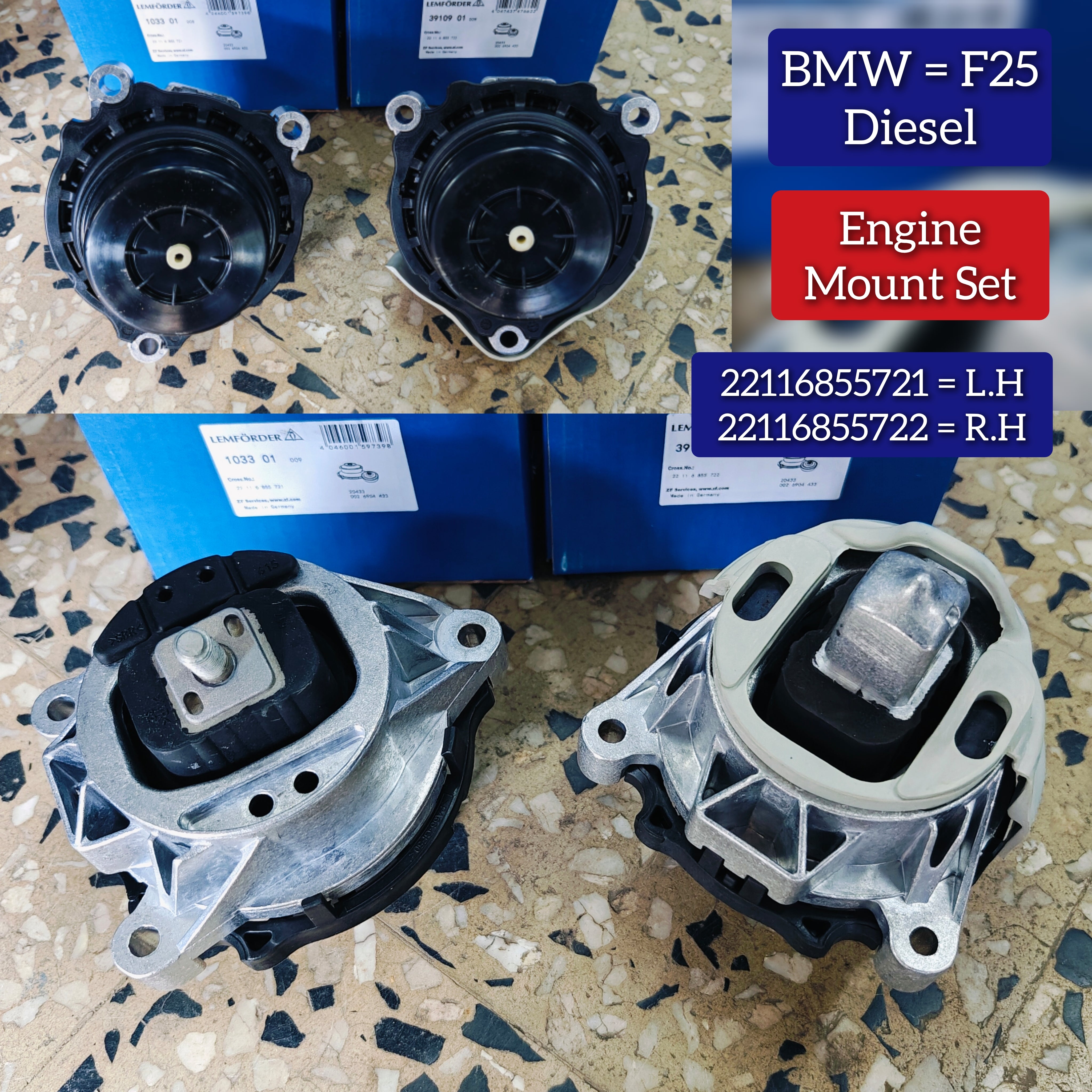 Engine Mounting Right 22116855722 Left 22116855721 Compatible With BMW X3 (F25)