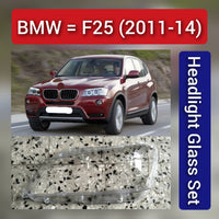 Front Headlight Glass Compatible with  BMW X3 F25 2011 - 2014.