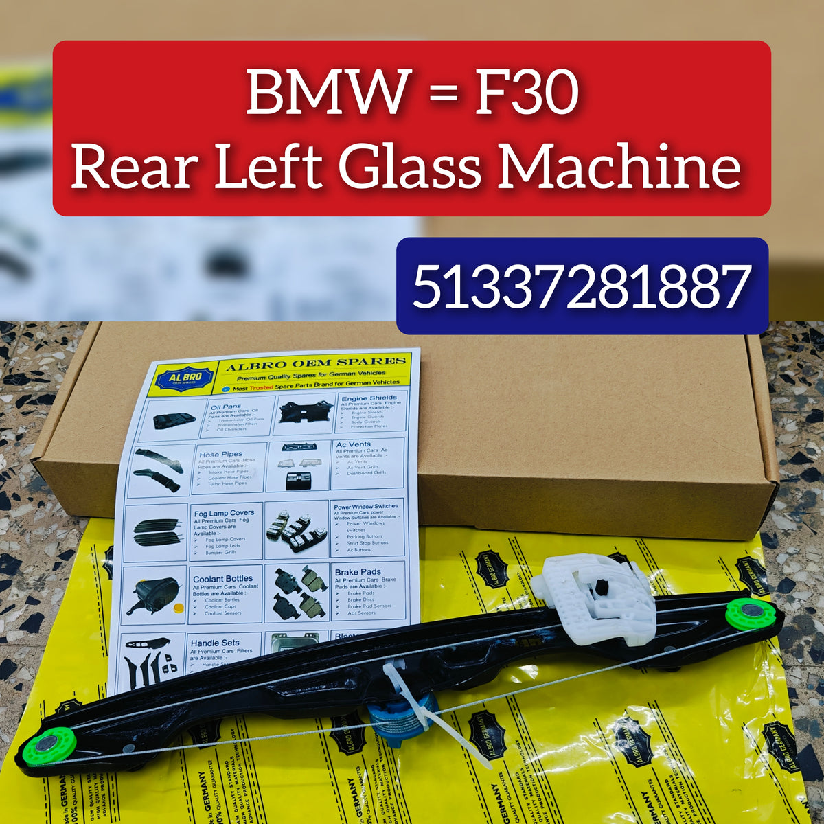 Rear Left Glass Machine 51357281887 Compatible With BMW F30