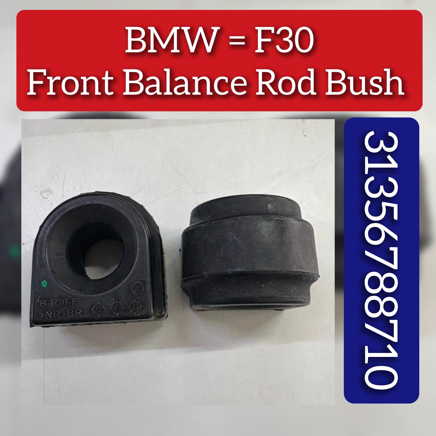 Front Stabilizer Sway Bar Bushing Kit 31356788710 Compatible With BMW 3 Series (F30, F80) &  X3 (F25)