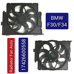 Engine Radiator Cooling Fan Assembly 17427600557 17426600558 17428621191 17427640509  Compatible With BMW 1 Series (F20) & 3 Series (F30, F80) & 3 Gran Turismo (F34)