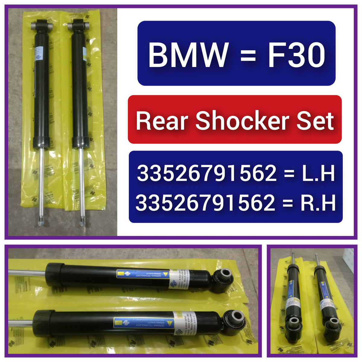Rear (Left & Right Same) Shock Absorber 33526791562 Compatible With BMW 3 Series (F30, F80) & 3 Gran Turismo (F34) (1PCS)