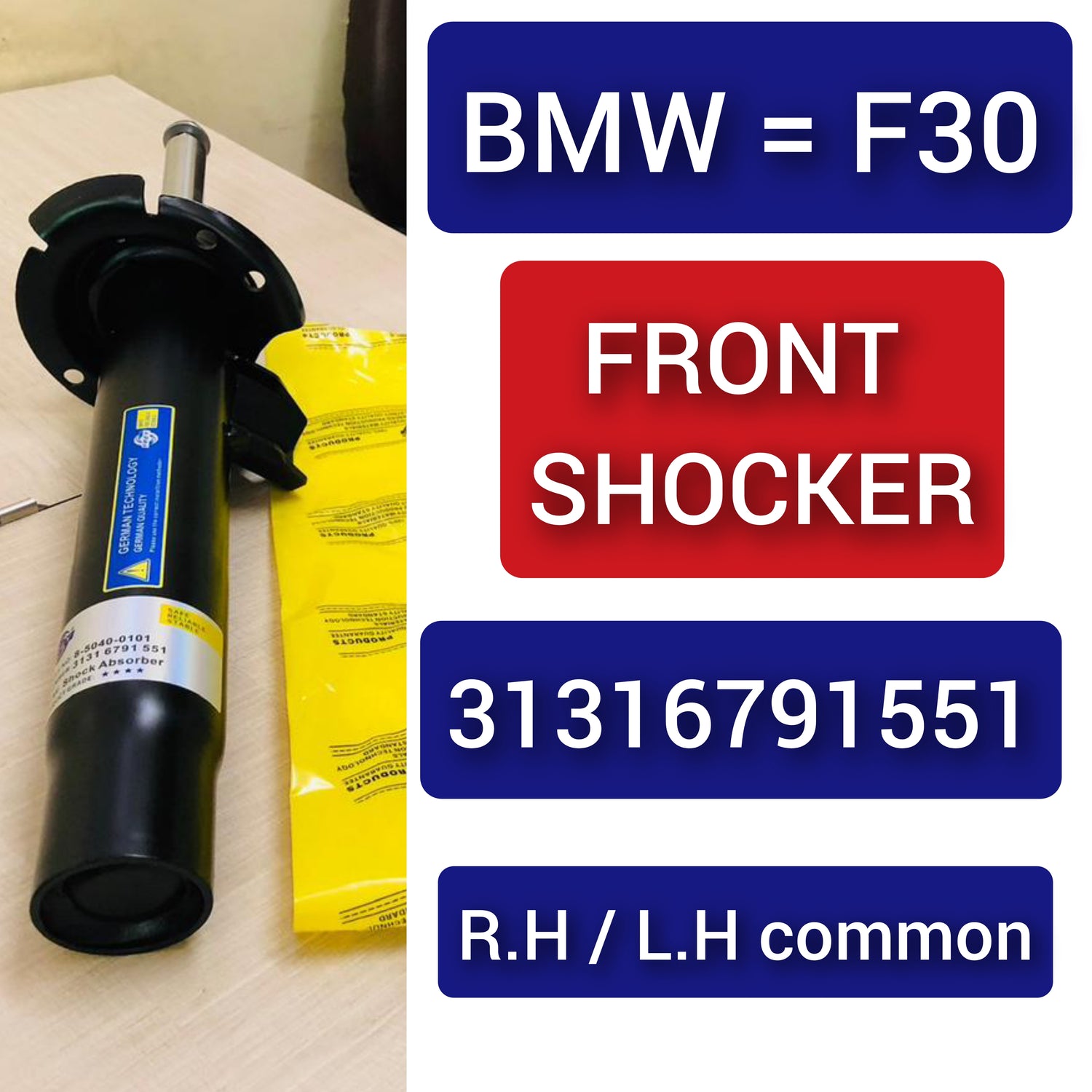 Front (Left & Right Same)  Shock Absorber 31316791551 31316799583 31306850903 31316856696 Compatible With BMW 3 Series (F30, F80) & 3 Gran Turismo (F34) (1PCS)