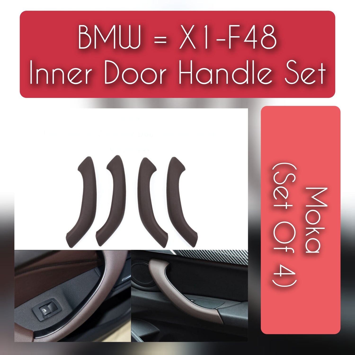 Black Interior Door Pull Handle Set  Left 51417468713 & Right 51417468714 Compatible With BMW X1 F48