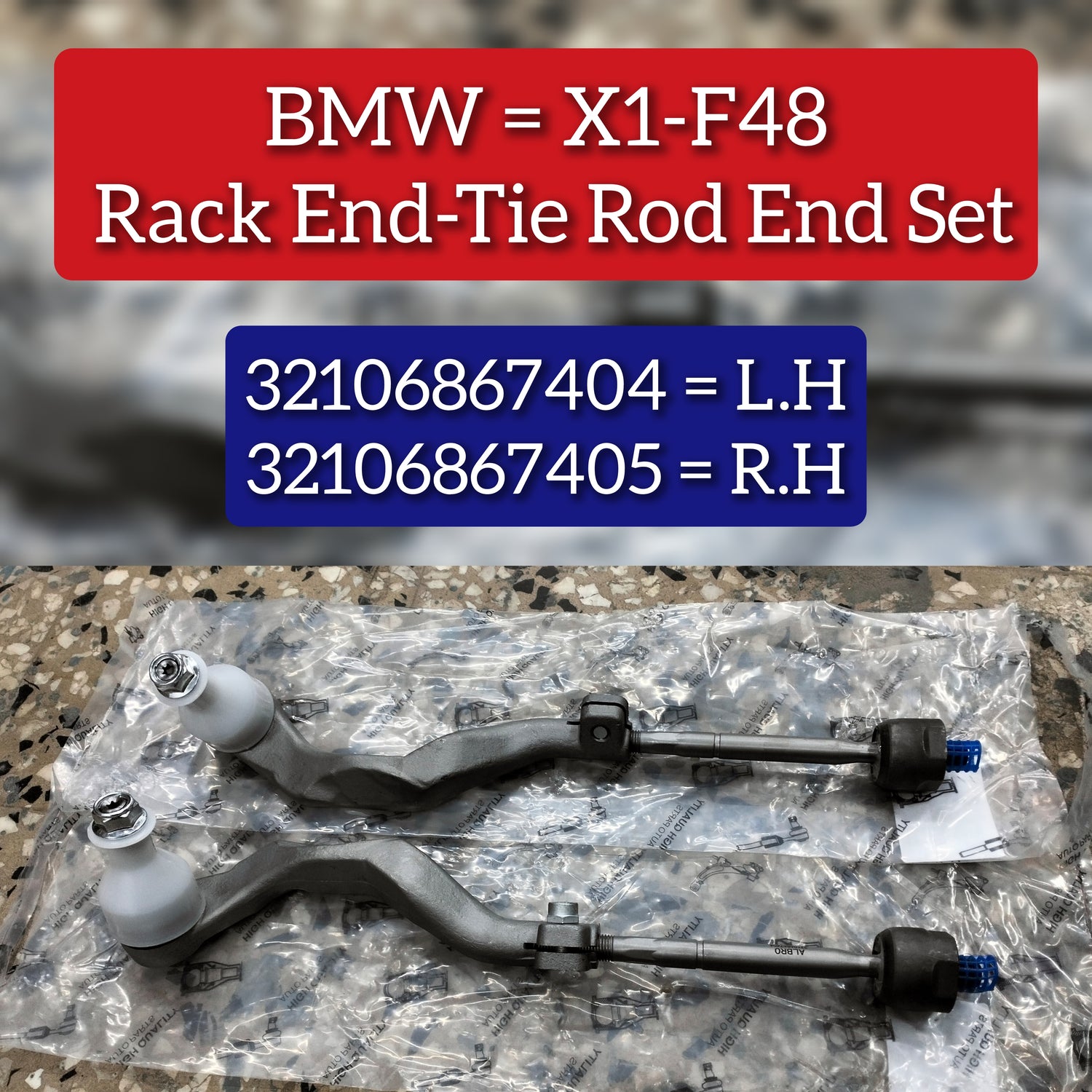 Front Steering Tie Rod End Head Assembly (Rack End & Tie Rod End) Right & Left Set 32106867405 32106867404 Compatible With BMW X1 (F48)