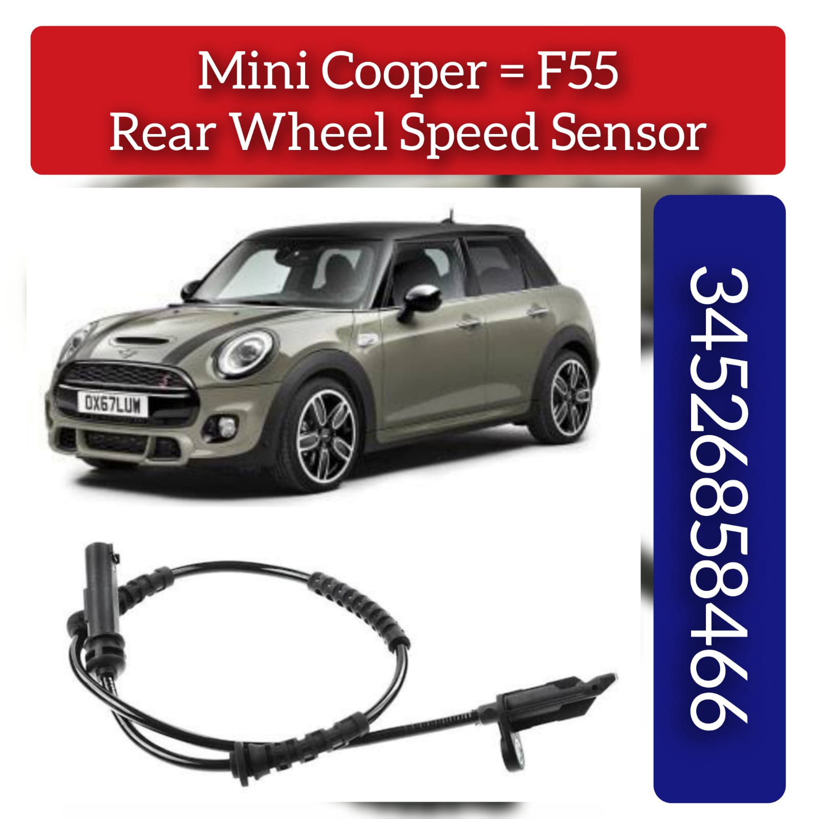 Rear Left/Right ABS Wheel Speed Sensor 34526850762 34526858466 Compatible With MINI F55 & MINI F56