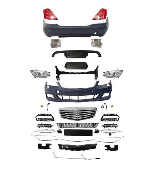 A To Z Compatible With Mercedes Benz S Class W221 (2006-2009) Upgrade Facelift Body Kit To W221 Lci Amg Bumper Headlight Taillight Skirts Exhaust Tips CC-4852 (Shipping Cost Not Included In Price)