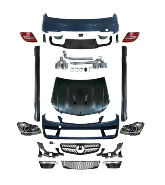 A To Z Compatible With Mercedes C Class W204 (2007-2014) Upgrade Facelift Convert Body Kit To W204 Lci Amgc63 Bumper Headlight Taillight Side Skirts Diffuser Exhaust Tips Hood CC-5517 (Shipping Cost Not Included In Price)