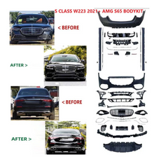 A To Z Compatible With Mercedes Benz S Class W223 (2021-2025) Car Upgrade To S65 Amg Bumper Body Kit Front After Lip Diffuser Exhaust Tips Fog Gril Cover Grill CC-8917 (Shipping Cost Not Included In Price)