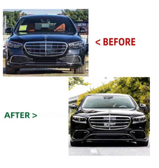 A To Z Compatible With Mercedes Benz S Class W223 (2021-2025) Car Upgrade To S65 Amg Bumper Body Kit Front After Lip Diffuser Exhaust Tips Fog Gril Cover Grill CC-8917 (Shipping Cost Not Included In Price)