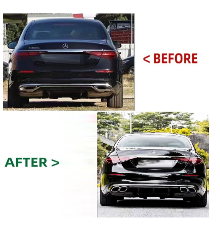 A To Z Compatible With Mercedes Benz S Class W223 (2021-2025) Car Upgrade To S65 Amg Bumper Body Kit Front After Lip Diffuser Exhaust Tips Fog Gril Cover Grill CC-8917 (Shipping Cost Not Included In Price)
