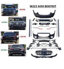 A To Z Compatible With Mercedes Benz S Class W223 (2021-2025) Car Upgrade To S450 Amg Bumper Body Kit Front After Lip Diffuser Exhaust Tips Fog Gril Cover Grill CC-8918 (Shipping Cost Not Included In Price)