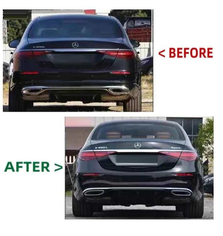 A To Z Compatible With Mercedes Benz S Class W223 (2021-2025) Car Upgrade To S450 Amg Bumper Body Kit Front After Lip Diffuser Exhaust Tips Fog Gril Cover Grill CC-8918 (Shipping Cost Not Included In Price)