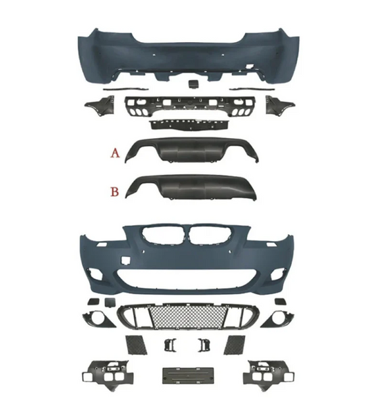 A To Z Compatible With BMW 5 Series E60 (2004-2010) Front Rear Bumper Upgrade Convert To M Sport Mt M Tech Body Kit Bumper Side Skirt Running Board E60 Body Kit Mt Set Gc CC-9195 (Shipping Cost Not Included In Price)