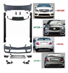 A To Z Compatible With Mercedes Benz C Class W204 (2011-2014) Front Rear Bumper Upgrade Convert To Amg C63 Amg Bumper Bodykit Diffuser Skirts W204-015 CC-9642 (Shipping Cost Not Included In Price)