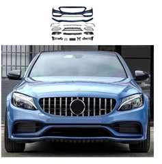 A To Z Compatible With Mercedes Benz C Class W205 (2015-2021) Front Rear Bumper Side Skirt Diffuser Exhaust Tip Upgrade Convert To Amg Amg C63 Bumper Bodykit GC W205-037 CC-9541 (Shipping Cost Not Included In Price)