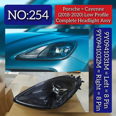 Low Profile Complete Headlight Assembly Left 9Y0941031M & Right 9Y0941032M Compatible With Porsche Cayenne (2018-2020) Tag No.254