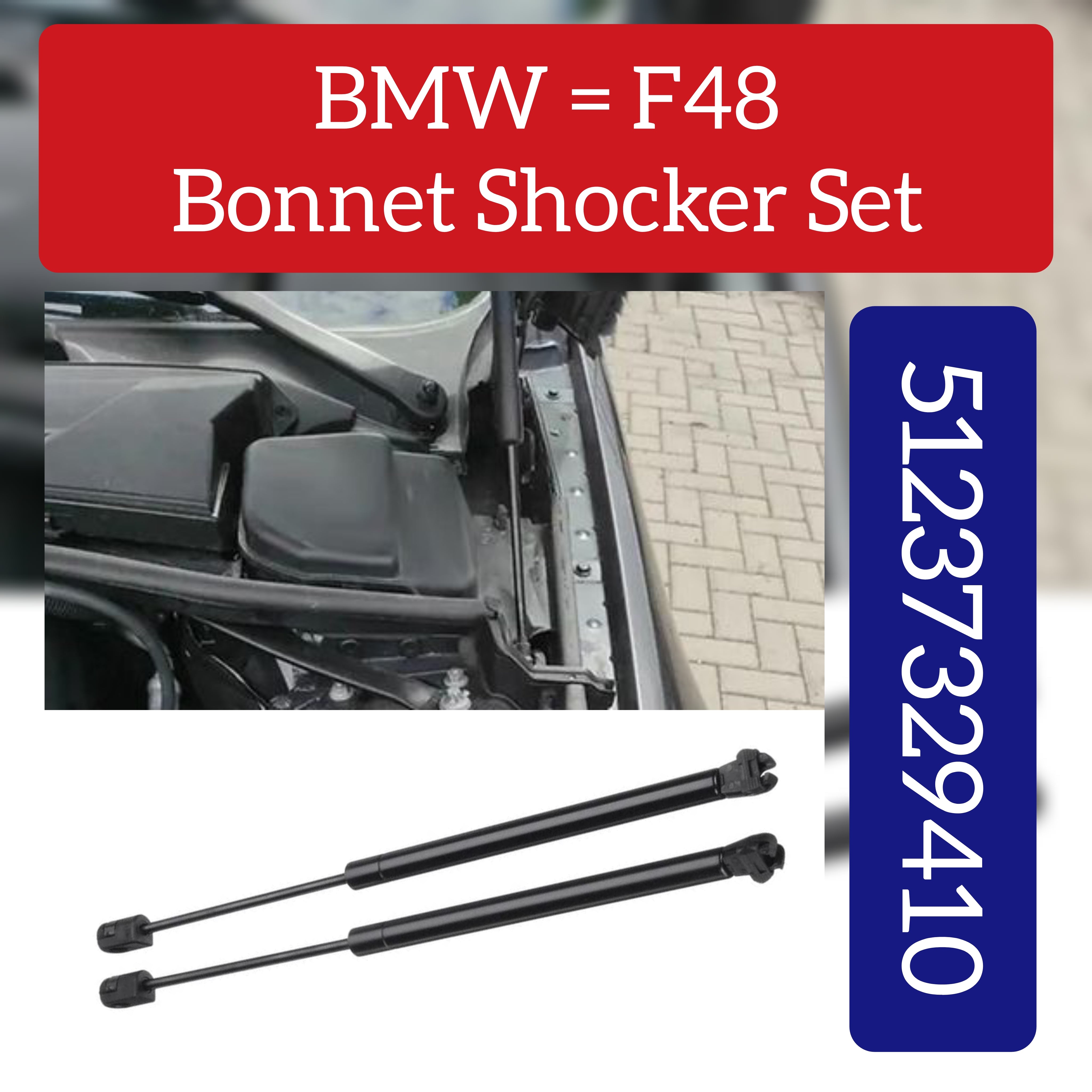 Front Bonnet Hood Strut Set 51237329410 Compatible With  BMW X1 (F48)