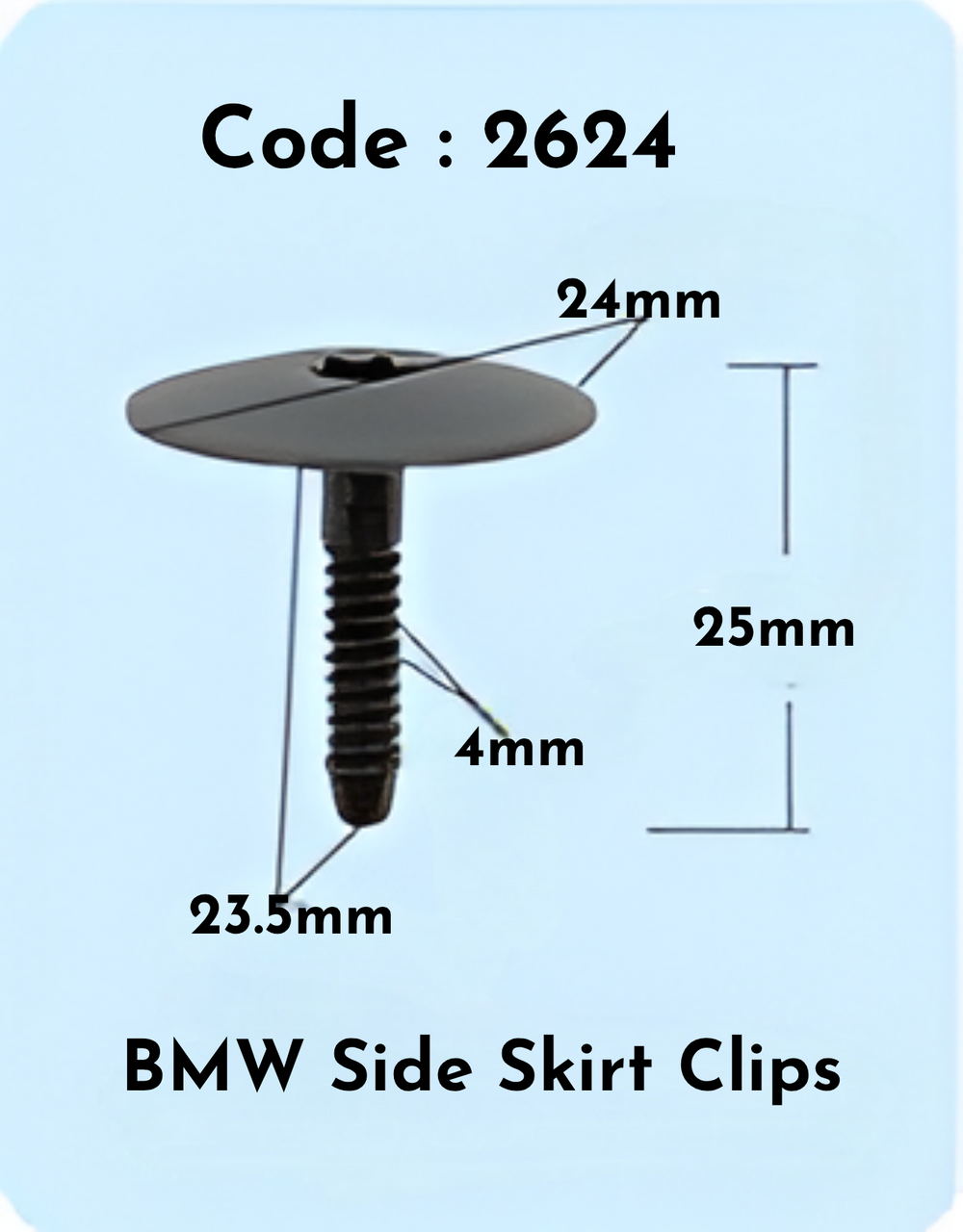 Side Skirt Clips (Set of 10) Code:2624 compatible With BMW