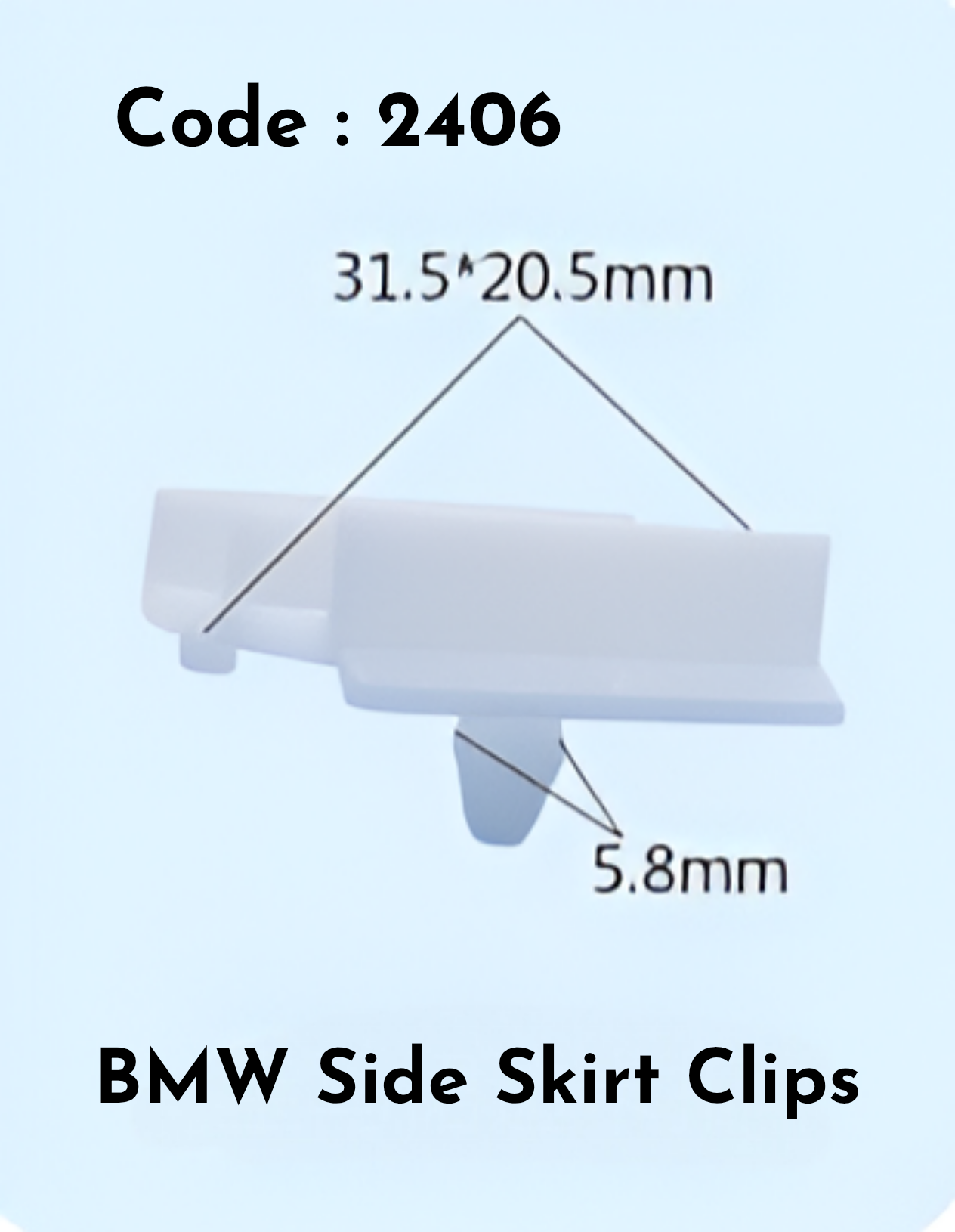 Side Skirt Clips (Set of 10) Code:2406 Compatible With BMW