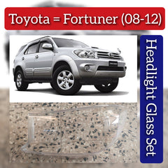 Car Headlight Lens Cover Front Transparent Lampshade Headlamp Cover compatible for Toyota Fortuner 2008-12.