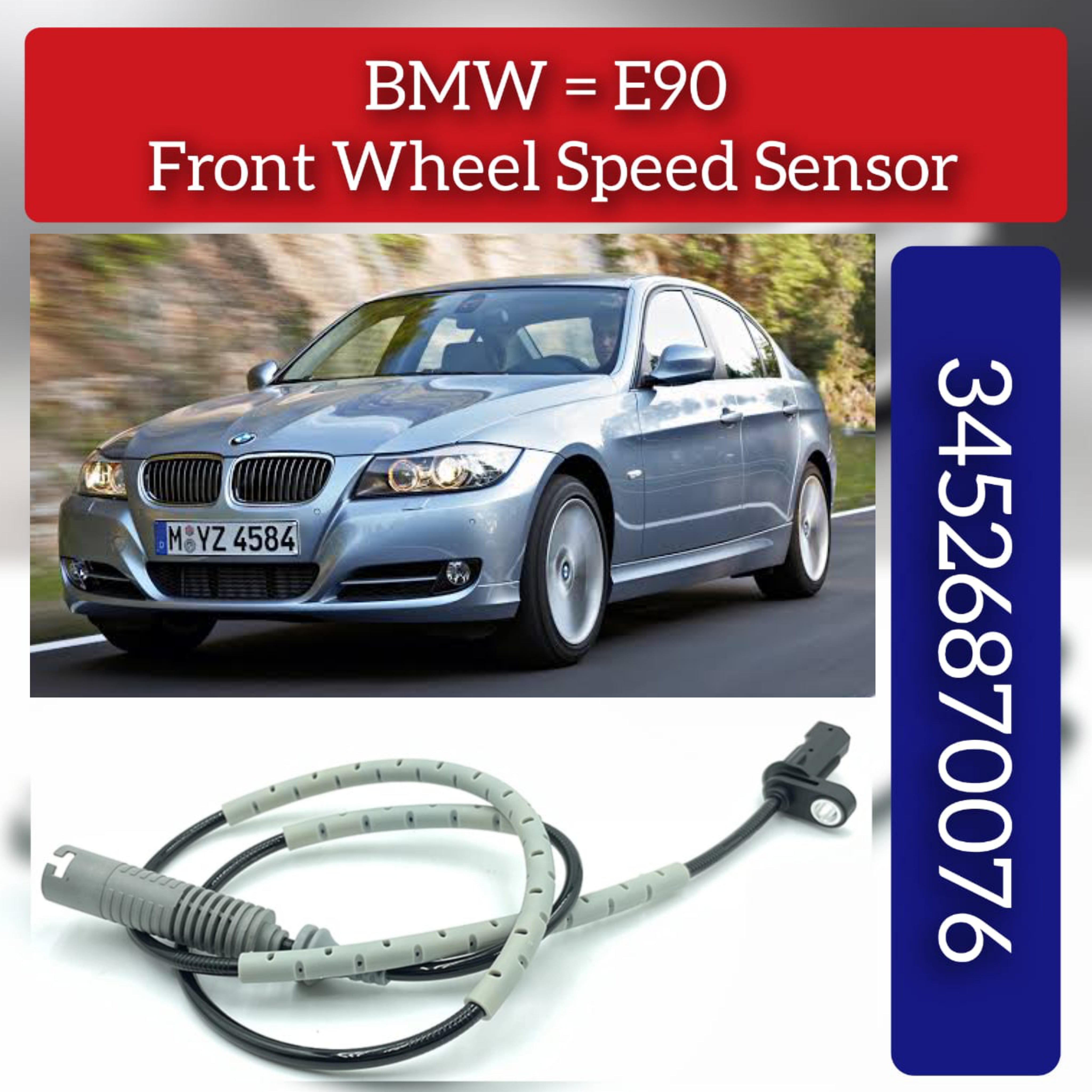 Rear Left/Right ABS Wheel Speed Sensor 34526870076 34526785021 34526760425 Compatible With BMW 3 Series E90