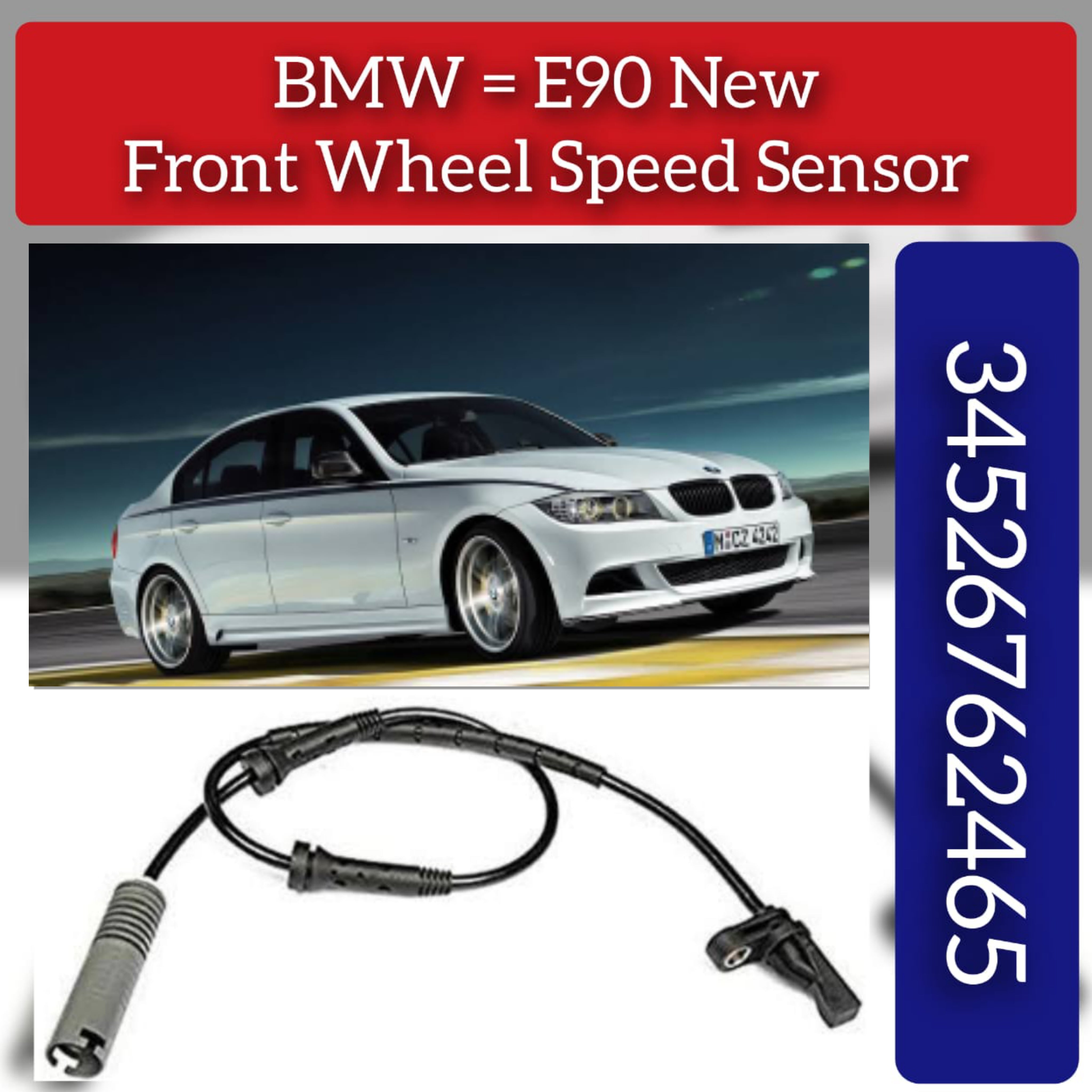 Front Left/Right ABS Wheel Speed Sensor 34526762465 Compatible With BMW 3 Series E90