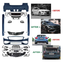 A To Z Compatible With Mercedes Benz A Class W176 (2012-2016) Upgrade Convert To Amg Amg45 Front Rear Bumper Diffuser Lip Exhaust Tip Pipe Side Skirt Runing Board Body kit Set GC W176-016 CC-9466 (Shipping Cost Not Included In Price)