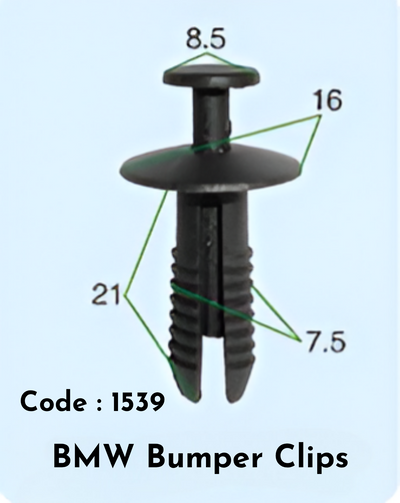 Bumper Clips (Set of 10) Code:1539 Compatible With BMW