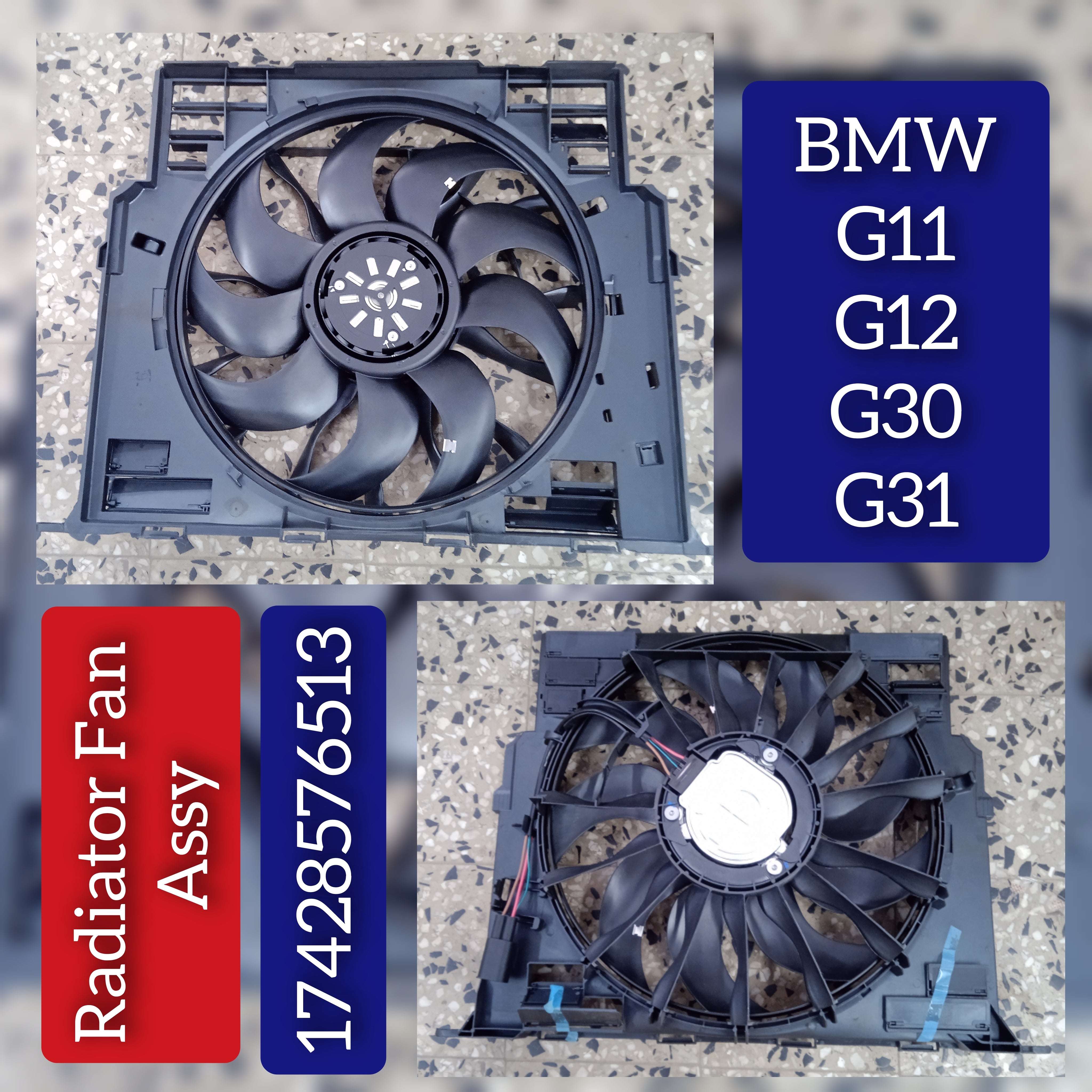 Engine Radiator Cooling Fan Assembly 17428576513 Compatible With BMW 5 Series (G30, F90) 6 Gran Turismo (G32) & 7 Series (G11, G12) & 8 Gran Coupe (G16, F93)