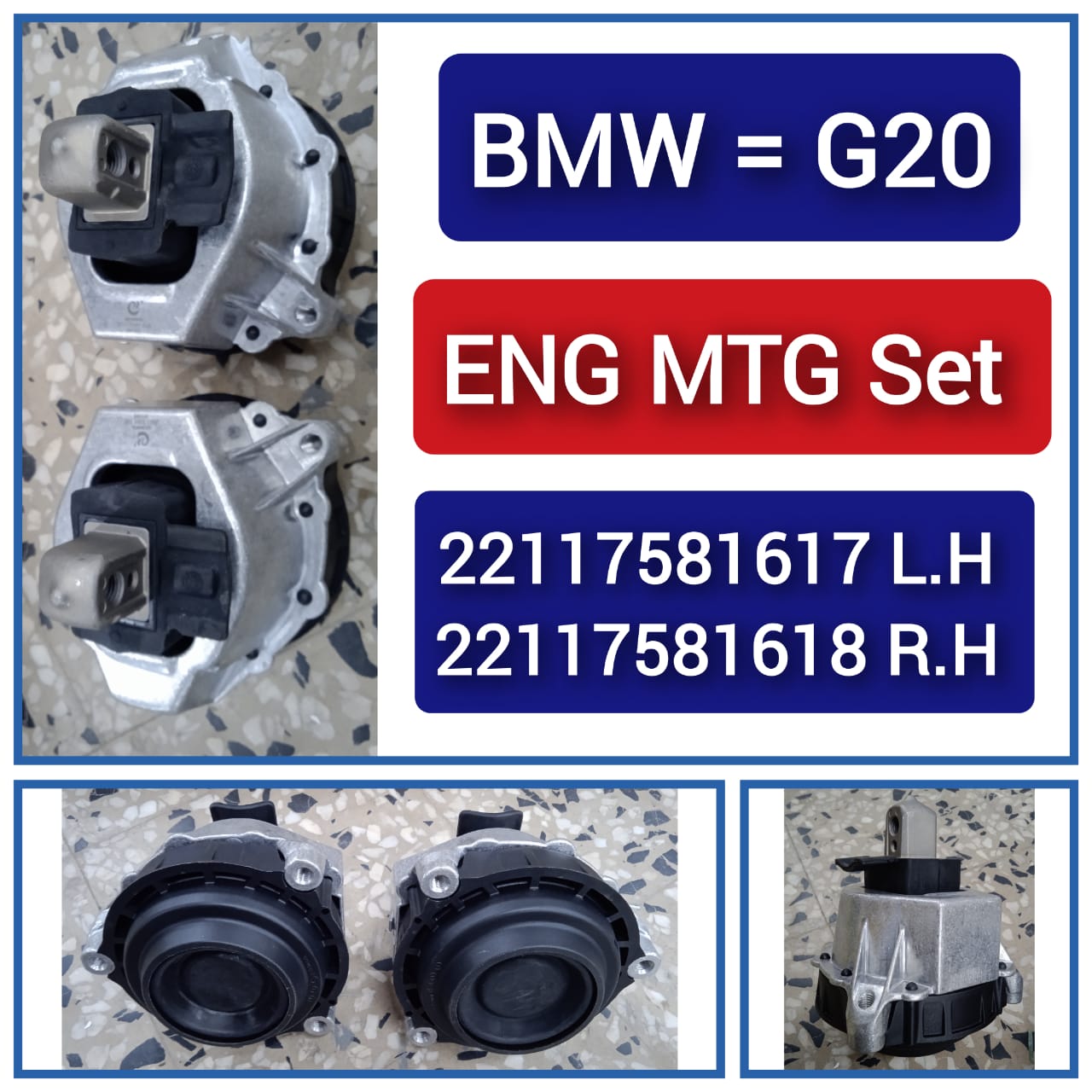 Engine Motor Mount Set Compatible With BMW 3 Series G20, G80, G28 & Z4 Roadster G29 Engine Motor Mount Left 22117581617 & Right 22117581618