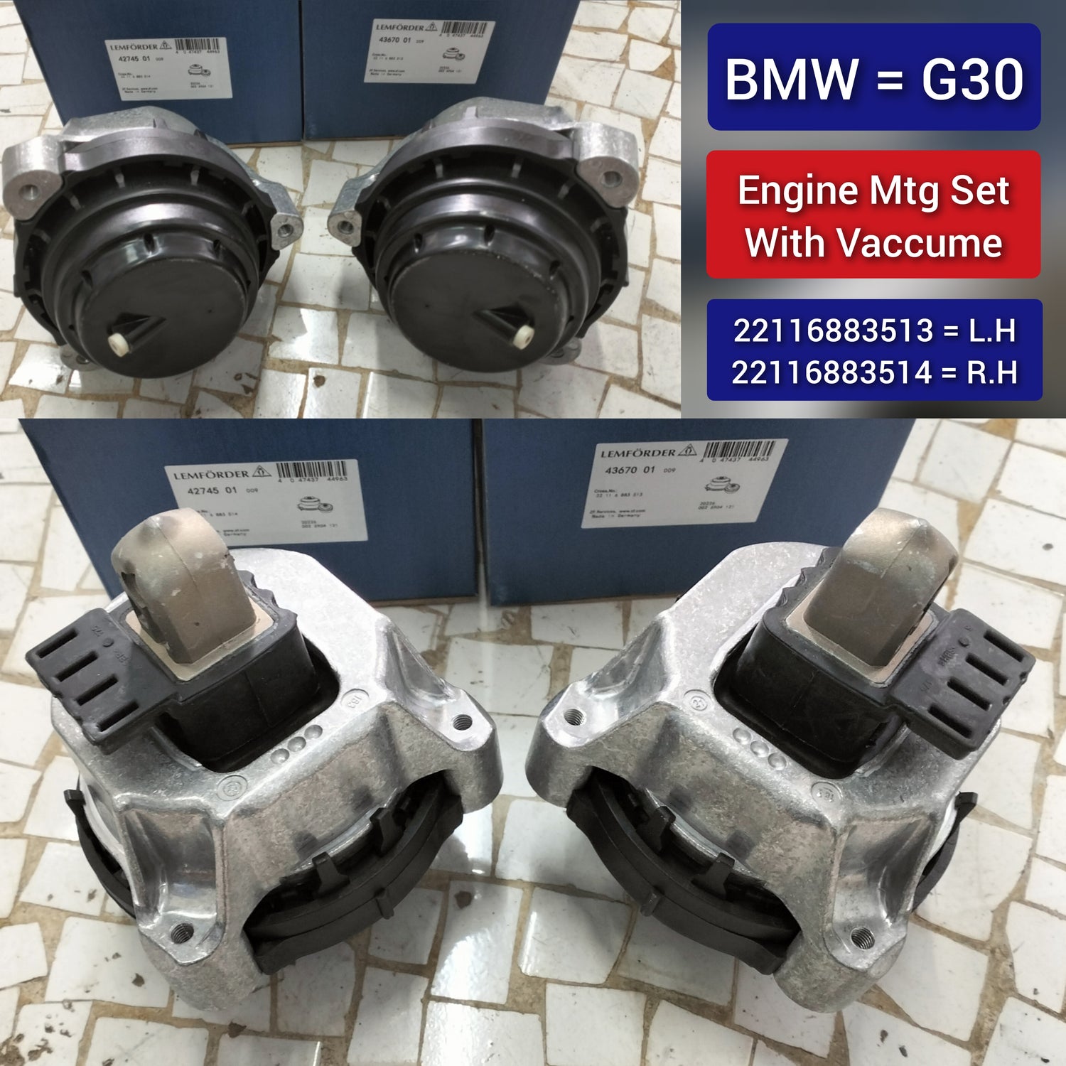 Engine Mounting Left 22116883514 Right 22116883513 Compatible With BMW 5-Series G30