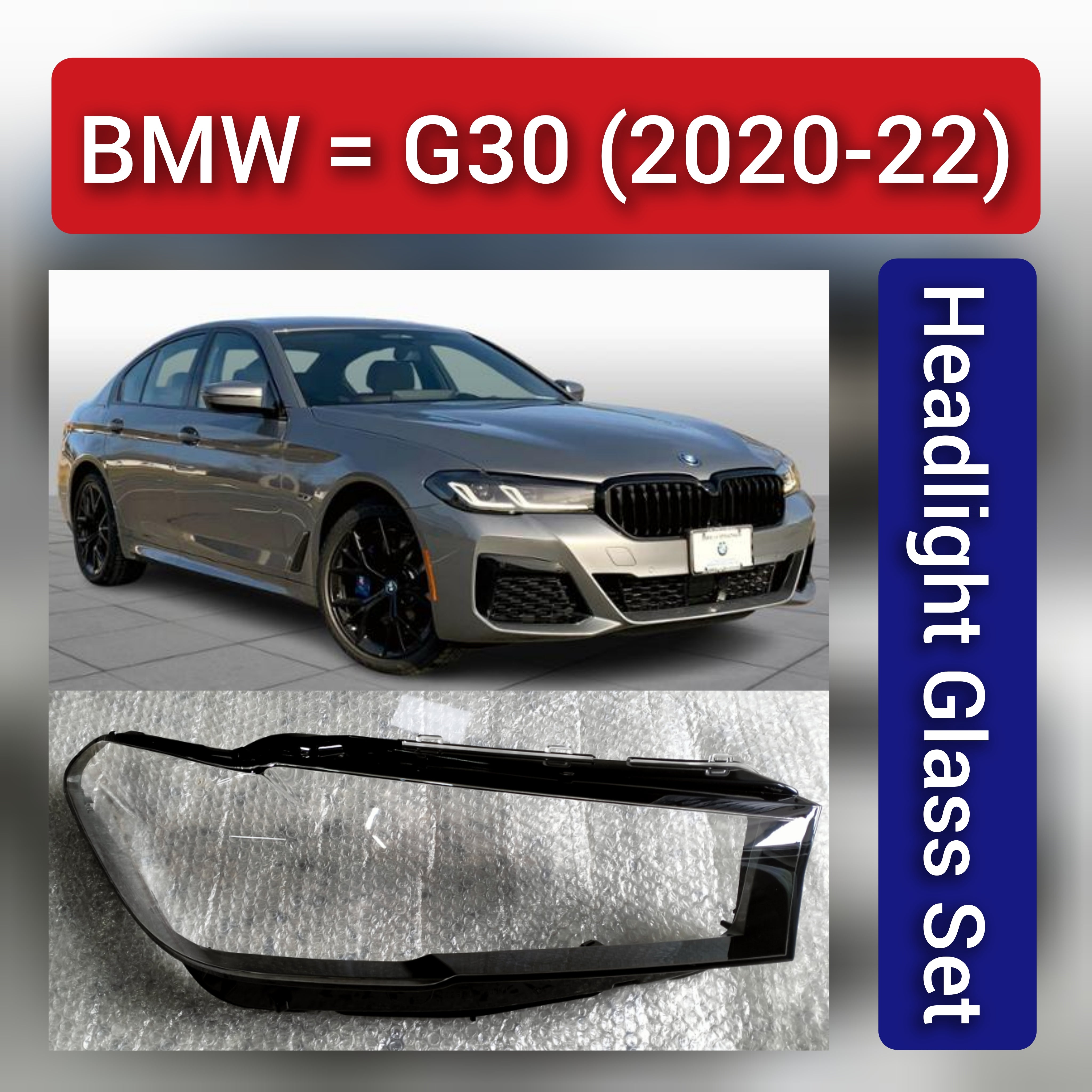 Front Headlight Glass Compatible with BMW G30 2020 - 2022.