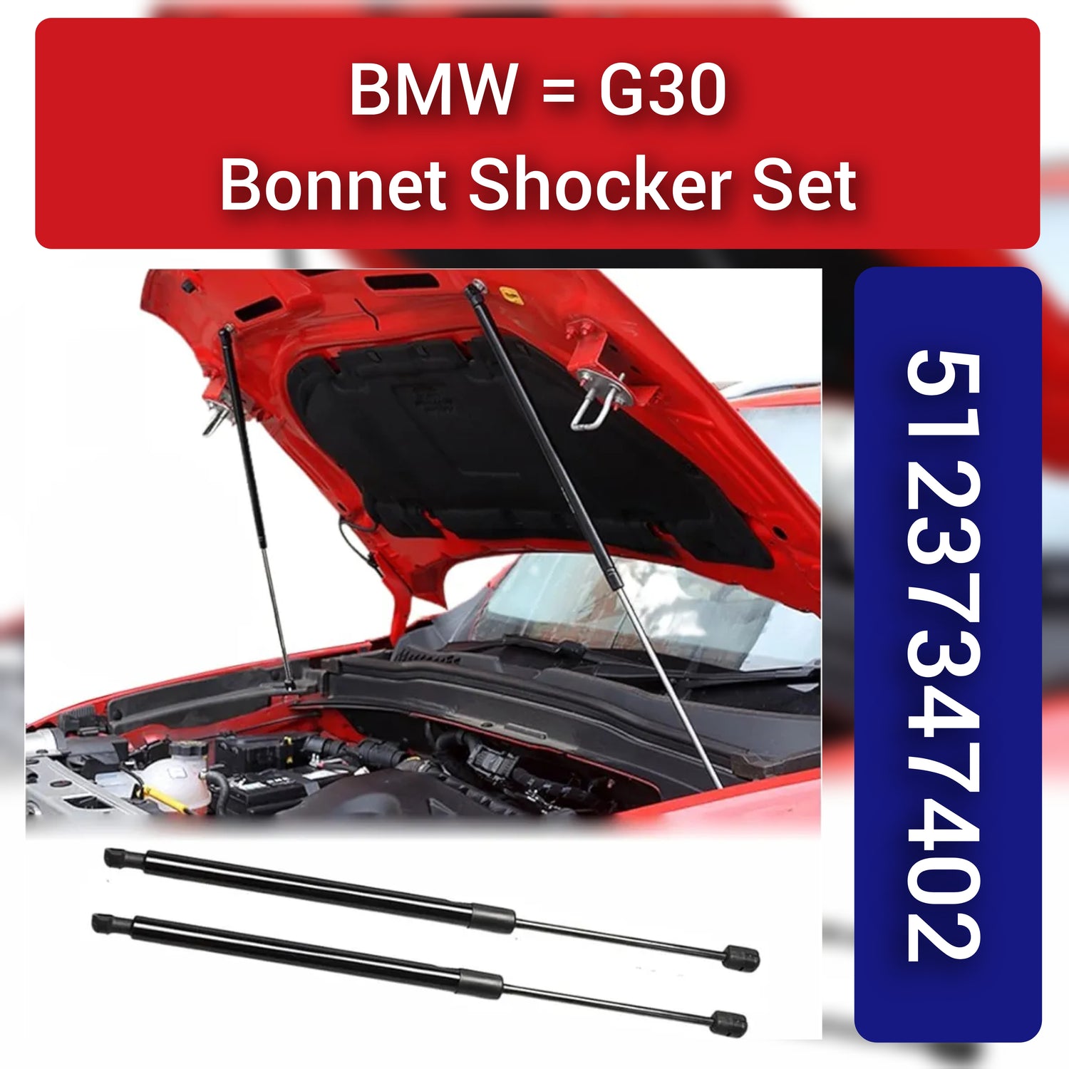 Front Bonnet Hood Strut 51237347402 Compatible With BMW 5 Series (G30, F90) & 7 Series  (G11, G12)