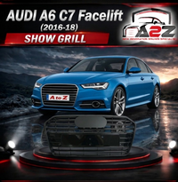 Show Grill  Compatible With  Audi A6 C7 Facelift(2016-18) Shiny Silver Chrome(Big Number Plate) Tag 61