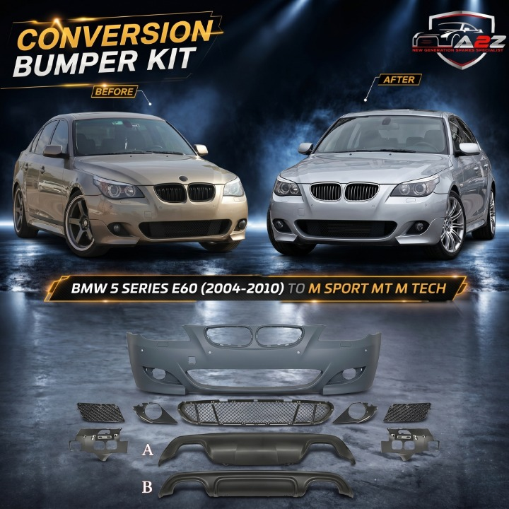 Complete Conversion  Bumper Body Kit Compatible With BMW 5 Series E60 (2004-2010) To M Sport Mt M Tech Style Upgrade | Shipping Cost Not Included