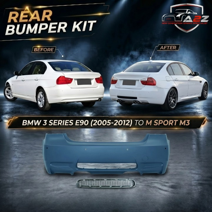A TO Z Compatible With Bmw 3 Series E90 (2005-2012) Rear Bumper Upgrade Convert To M Sport M3 Bodykit Bumper E90-016 Gc CC-9161 (Shipping Cost Not Included In Price)