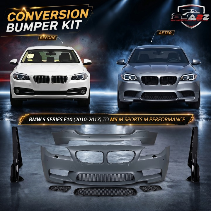 A To Z Compatible With BMW 5 Series F10 (2010-2017) To M5 M Sports M Performance Bumper Body Kit Without Fog Lamp CC-3882 (Shipping Cost Not Included In Price)