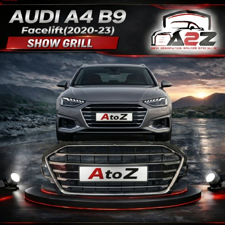 Show Gril Compatible With  Audi A4 B9 Facelift(2020-23) Shiny Black Chrome Tag 31