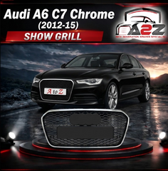 RS6 Black And Chrome Honeycomb Show Grill Compatible With Audi Audi = A6 (2012-15) Tag No.53