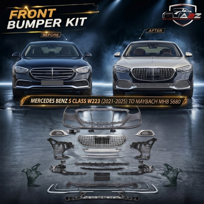 Front Bumper Kit Compatible With Mercedes Benz S Class W223 (2021-2025) Upgrade To Maybach MHB S680 (Shipping Cost Not Included In Price)